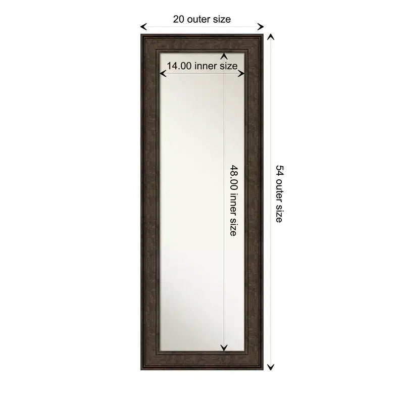 20" x 54" Ridge Bronze Full Length Mirror on The Door - Amanti Art
