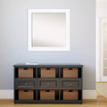 32" x 32" Non-Beveled Cabinet Bathroom Wall Mirror White - Amanti Art: Modern Square Polystyrene Frame, Wall Mount