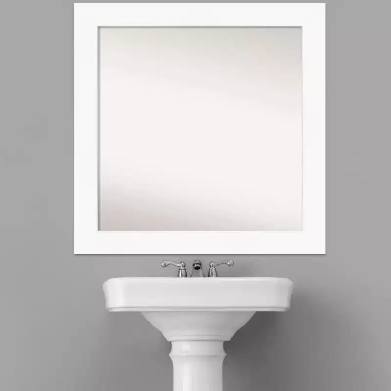 32" x 32" Non-Beveled Cabinet Bathroom Wall Mirror White - Amanti Art: Modern Square Polystyrene Frame, Wall Mount