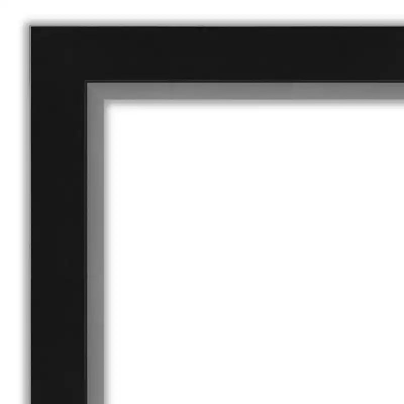 41" x 30" Non-Beveled Eva Narrow Bathroom Wall Mirror Black - Amanti Art: Modern Rectangle, Wall Mount