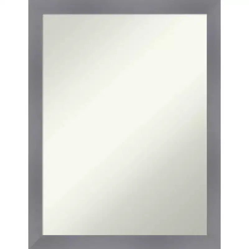 21"x27" Non-Beveled Edwin Wood Bathroom Wall Mirror Gray - Amanti Art
