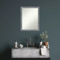 21"x27" Non-Beveled Edwin Wood Bathroom Wall Mirror Gray - Amanti Art