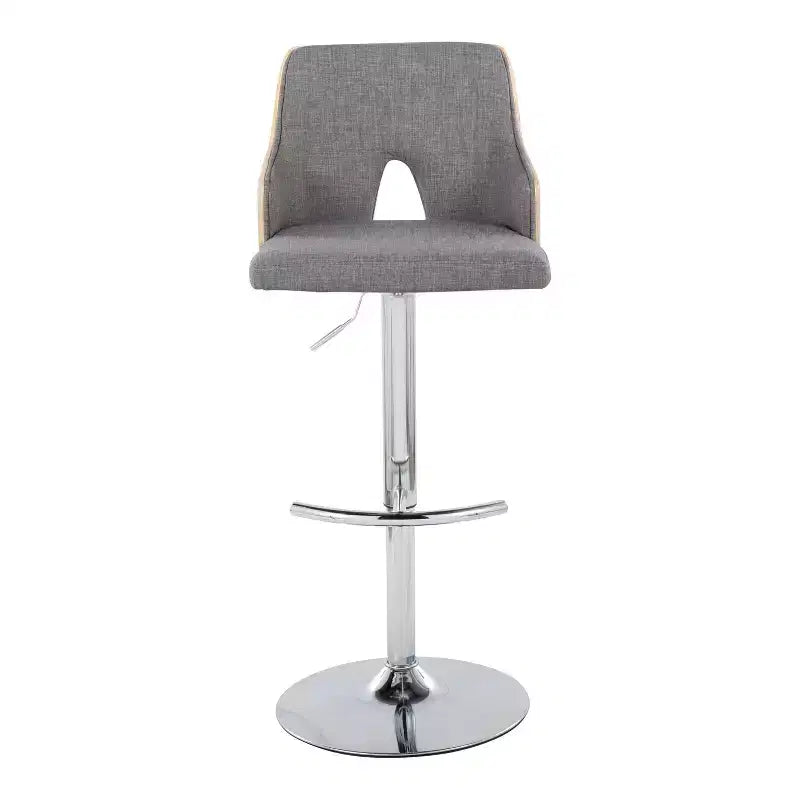 Set of 2 Stella Adjustable Barstools Chrome/Natural/Light Gray - LumiSource