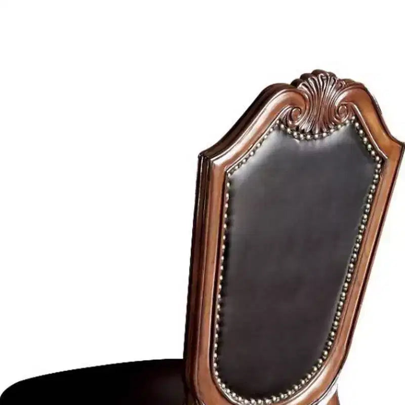 Acme Furniture Chateau De Ville Dining Chairs Black Synthetic Leather/Cherry Finish