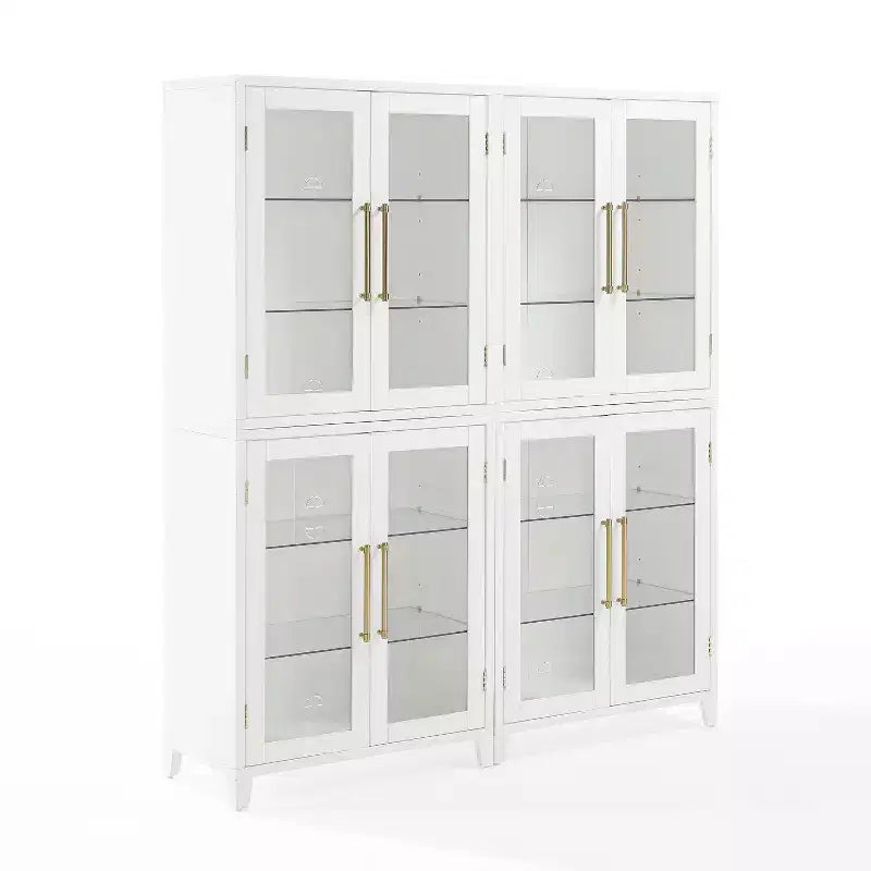 Crosley 70" Roarke 2pc Glass Door Kitchen Pantry Storage Cabinet Set White