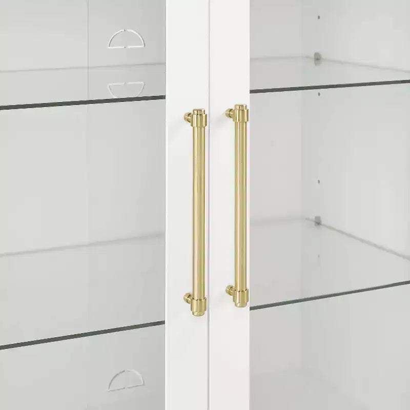 Crosley 70" Roarke 2pc Glass Door Kitchen Pantry Storage Cabinet Set White