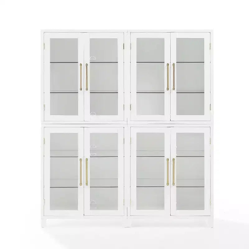 Crosley 70" Roarke 2pc Glass Door Kitchen Pantry Storage Cabinet Set White