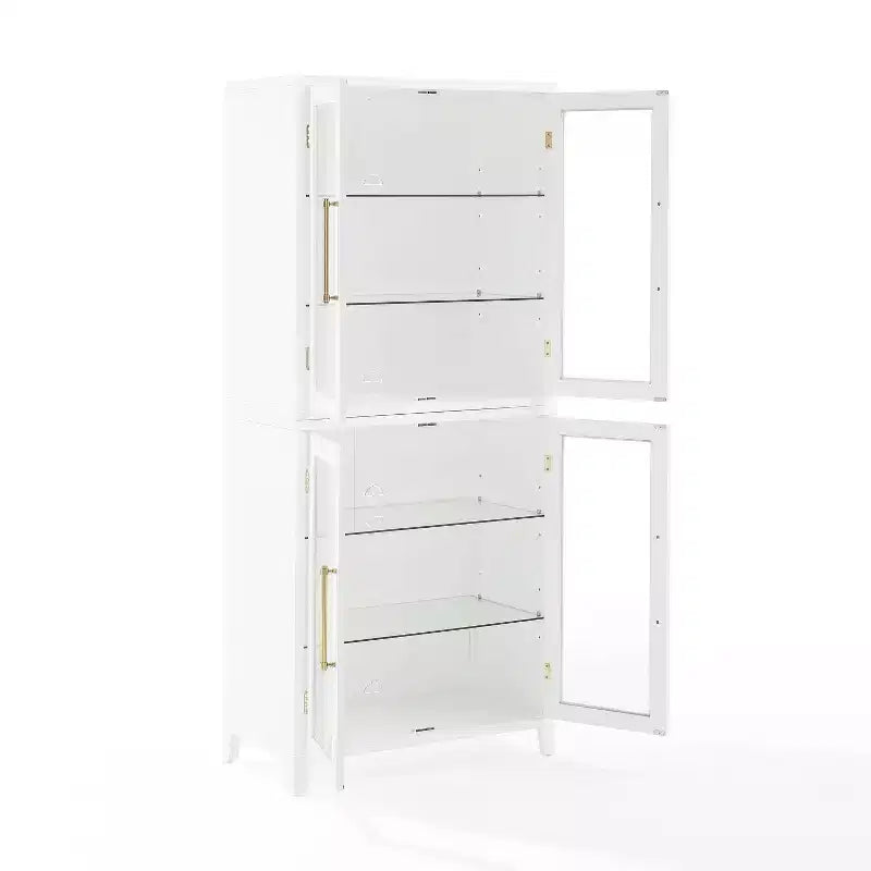 Crosley 70" Roarke 2pc Glass Door Kitchen Pantry Storage Cabinet Set White