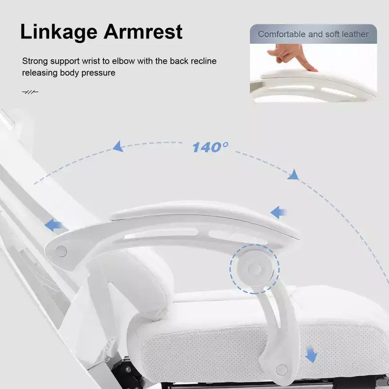 GTRACING Gaming Chair Mesh Computer Chair Ergonomic Recliner with Footrest White