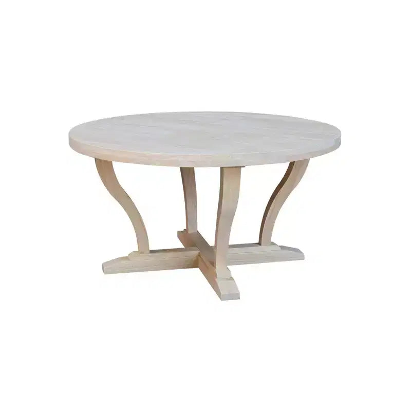 Lacasa Solid Wood Round Coffee Table Unfinished - International Concepts: Traditional Brown Rubberwood, Criss Cross Base, 38"x20"