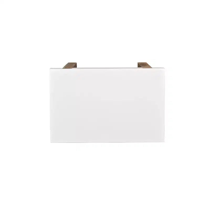 The Urban Port 20" Rectangular End Side Table Mango Wood Sled Base Glos White/Natural Brown