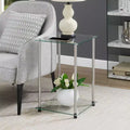 Breighton Home Designs2Go Classic Glass 2 Tier Square End Table in Glass/Chrome