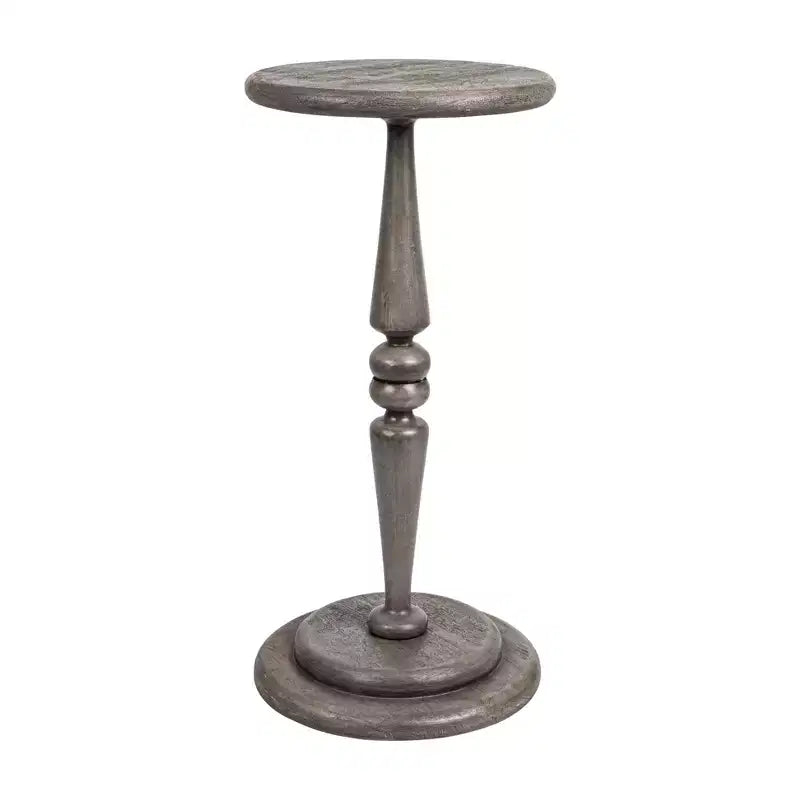 Storied Home Bishop Pedestal Cocktail Side Accent Table: No-Tool Assembly, Acacia Wood, Space-Saving Design
