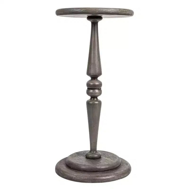 Storied Home Bishop Pedestal Cocktail Side Accent Table: No-Tool Assembly, Acacia Wood, Space-Saving Design