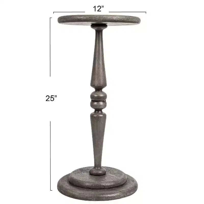 Storied Home Bishop Pedestal Cocktail Side Accent Table: No-Tool Assembly, Acacia Wood, Space-Saving Design