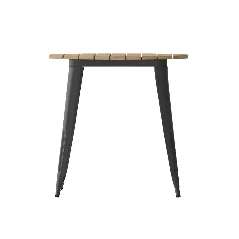 Emma and Oliver Indoor/Outdoor Dining Table, 30 Round All Weather Poly Resin Top with Steel Base