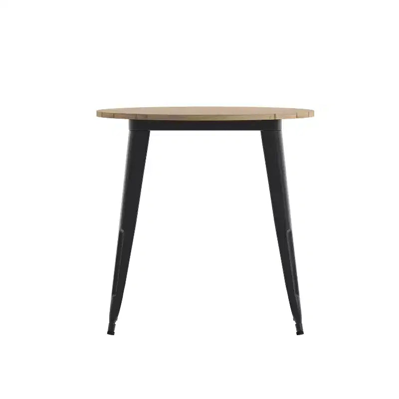 Emma and Oliver Indoor/Outdoor Dining Table, 30 Round All Weather Poly Resin Top with Steel Base