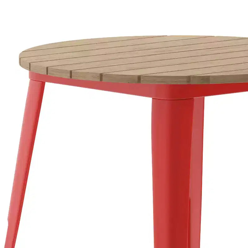 Emma and Oliver Indoor/Outdoor Dining Table, 30 Round All Weather Poly Resin Top with Steel Base