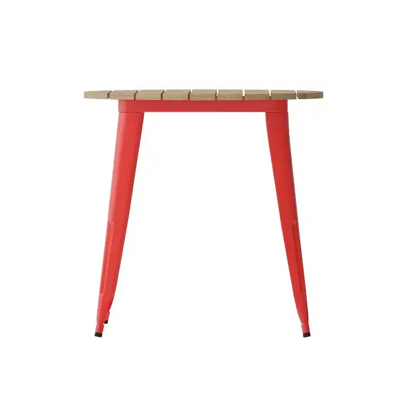 Emma and Oliver Indoor/Outdoor Dining Table, 30 Round All Weather Poly Resin Top with Steel Base