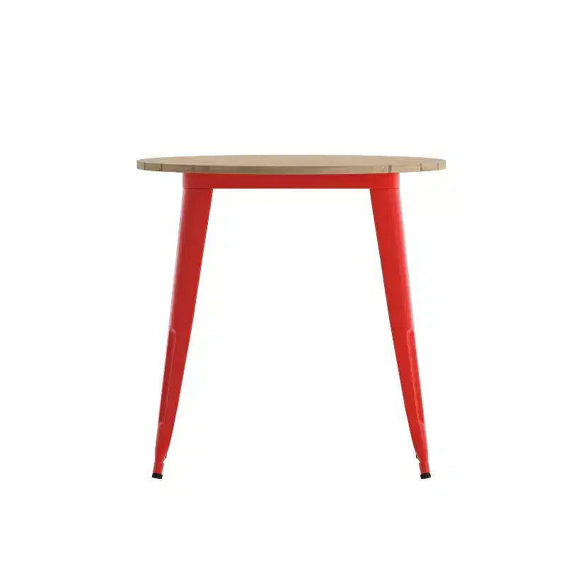Emma and Oliver Indoor/Outdoor Dining Table, 30 Round All Weather Poly Resin Top with Steel Base