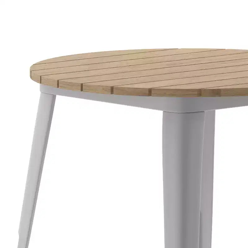 Emma and Oliver Indoor/Outdoor Dining Table, 30 Round All Weather Poly Resin Top with Steel Base