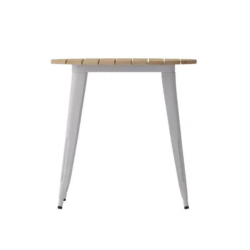 Emma and Oliver Indoor/Outdoor Dining Table, 30 Round All Weather Poly Resin Top with Steel Base