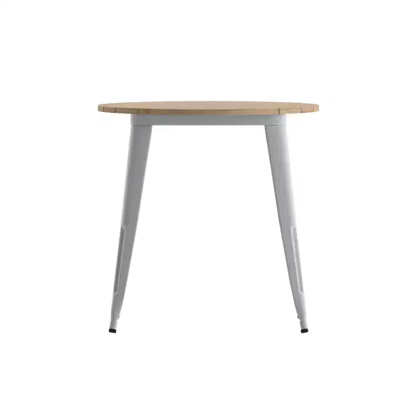 Emma and Oliver Indoor/Outdoor Dining Table, 30 Round All Weather Poly Resin Top with Steel Base