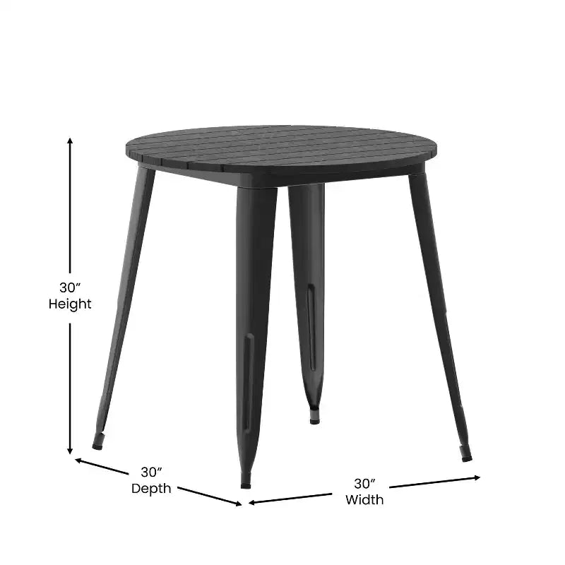 Emma and Oliver Indoor/Outdoor Dining Table, 30 Round All Weather Poly Resin Top with Steel Base