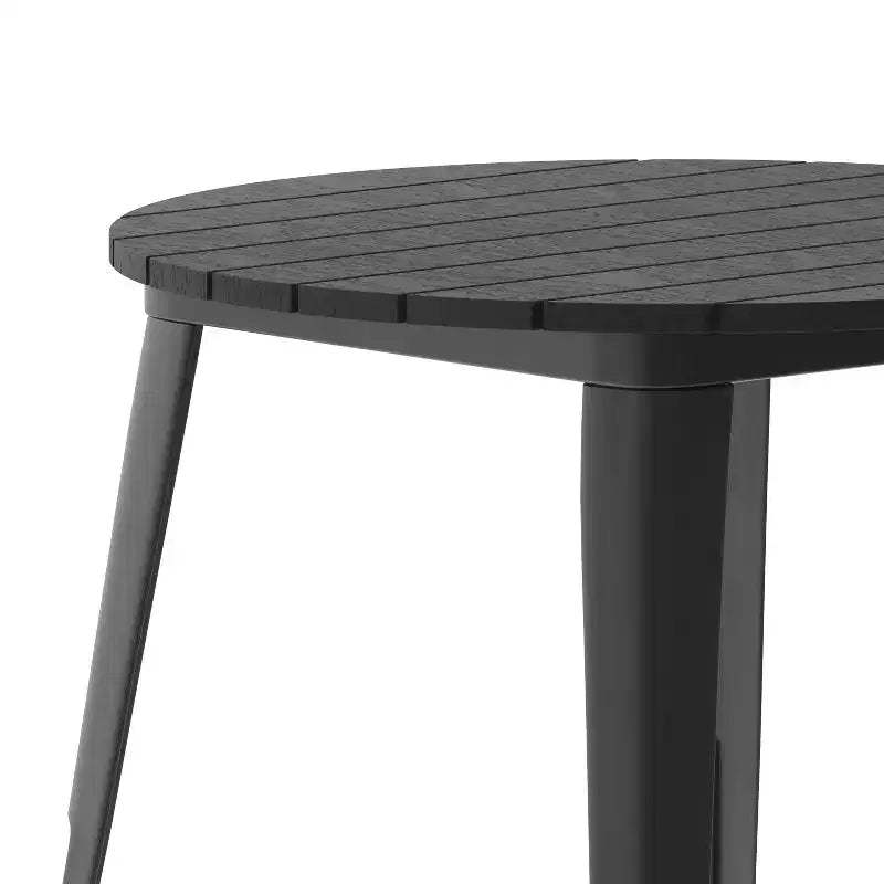 Emma and Oliver Indoor/Outdoor Dining Table, 30 Round All Weather Poly Resin Top with Steel Base