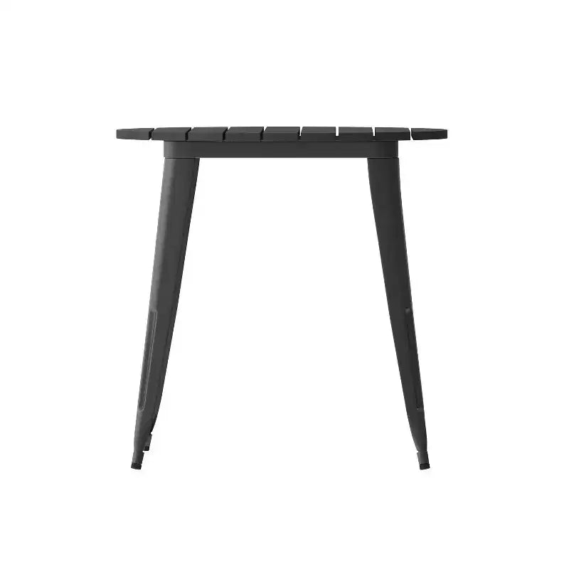 Emma and Oliver Indoor/Outdoor Dining Table, 30 Round All Weather Poly Resin Top with Steel Base