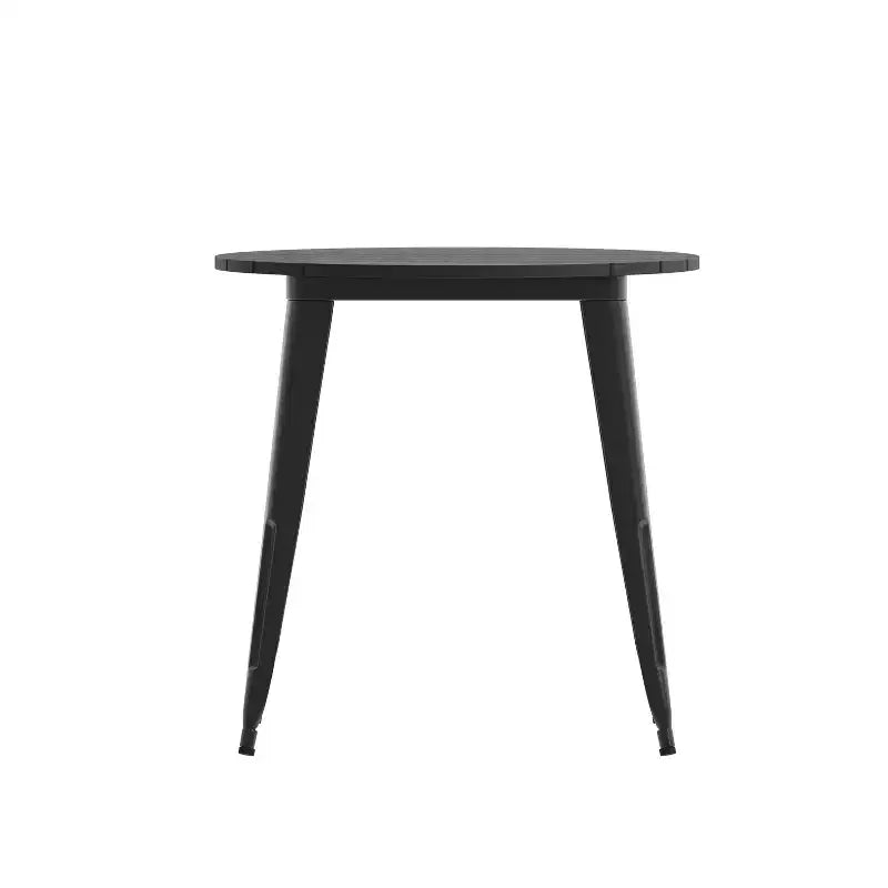 Emma and Oliver Indoor/Outdoor Dining Table, 30 Round All Weather Poly Resin Top with Steel Base