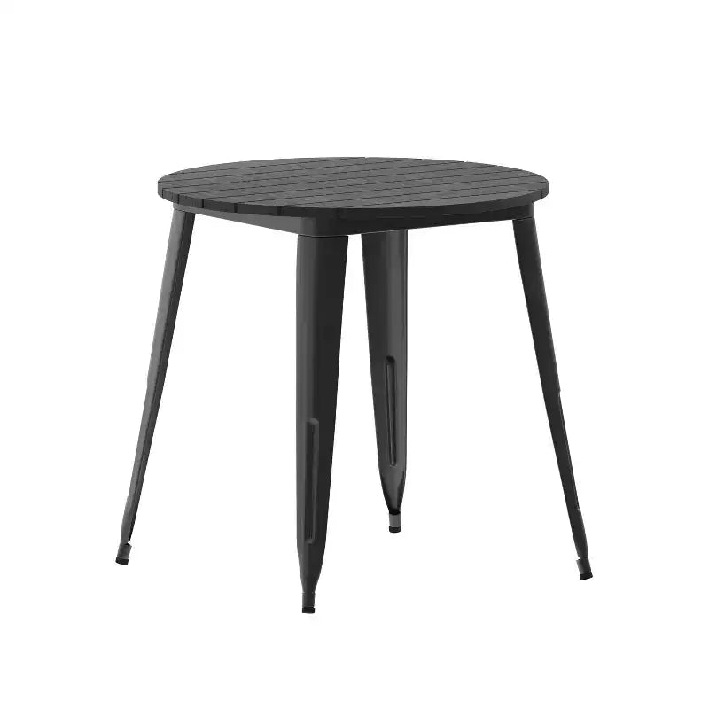 Emma and Oliver Indoor/Outdoor Dining Table, 30 Round All Weather Poly Resin Top with Steel Base