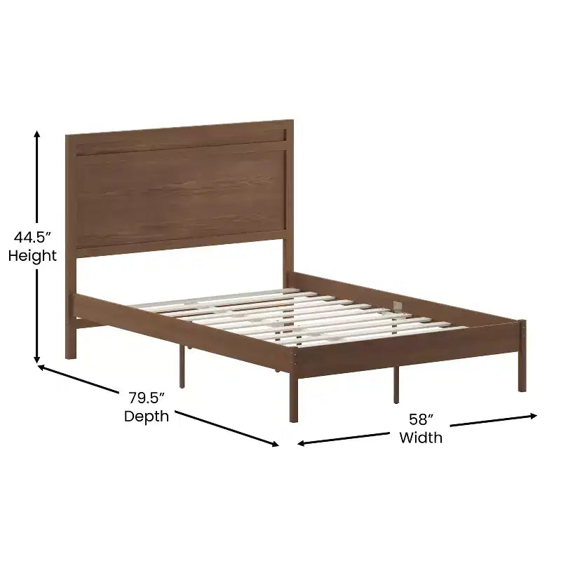 Merrick Lane Solid Wood Platform Bed with Wooden Slats and Headboard, No Box Spring Needed