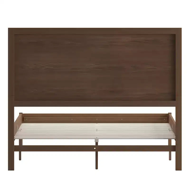 Merrick Lane Solid Wood Platform Bed with Wooden Slats and Headboard, No Box Spring Needed