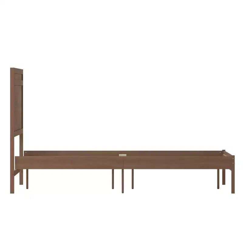 Merrick Lane Solid Wood Platform Bed with Wooden Slats and Headboard, No Box Spring Needed