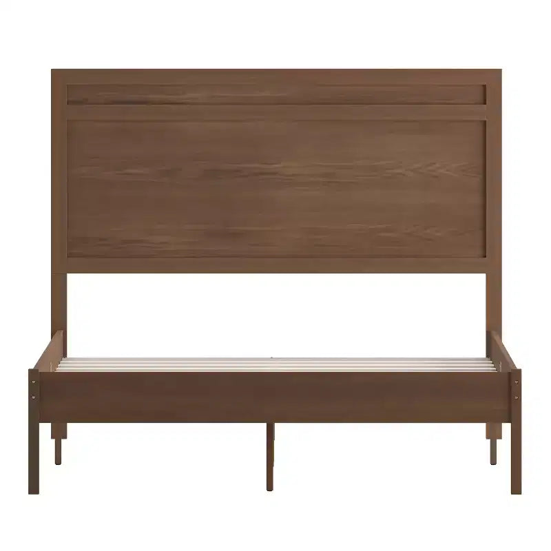 Merrick Lane Solid Wood Platform Bed with Wooden Slats and Headboard, No Box Spring Needed