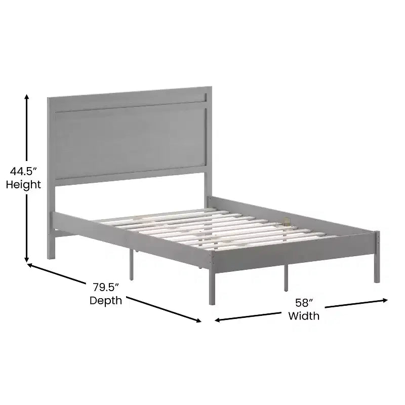 Merrick Lane Solid Wood Platform Bed with Wooden Slats and Headboard, No Box Spring Needed