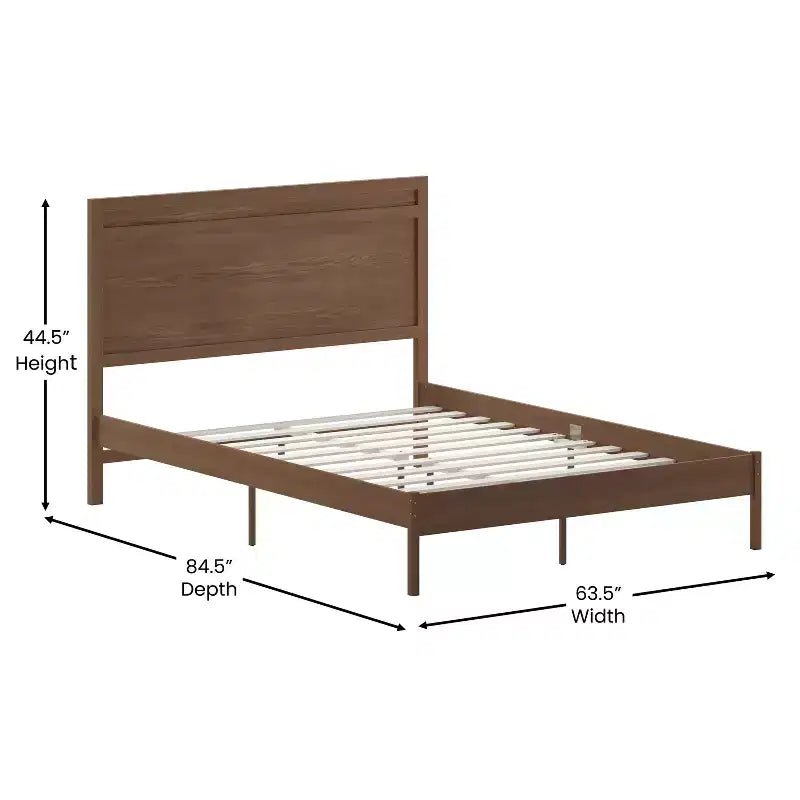 Merrick Lane Solid Wood Platform Bed with Wooden Slats and Headboard, No Box Spring Needed