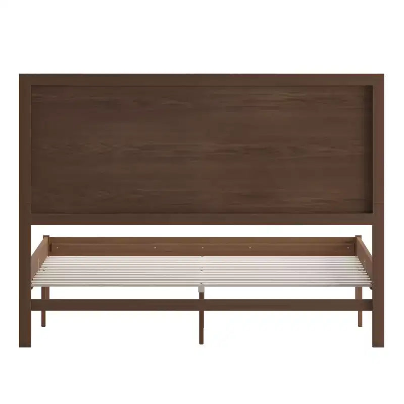 Merrick Lane Solid Wood Platform Bed with Wooden Slats and Headboard, No Box Spring Needed