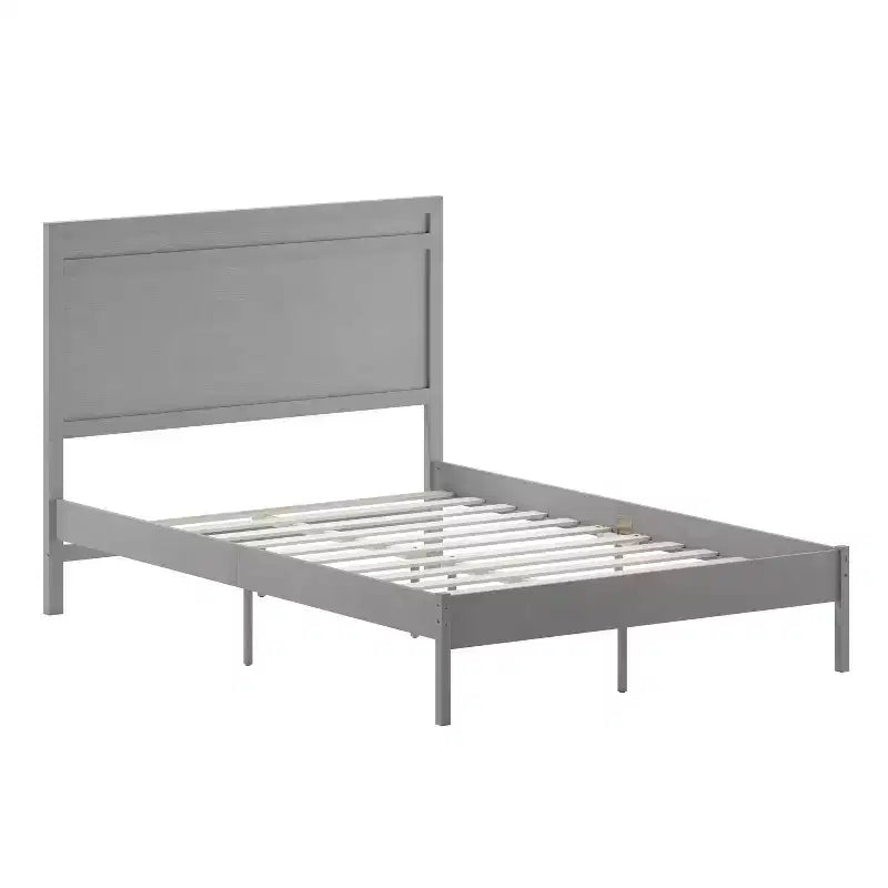 Merrick Lane Solid Wood Platform Bed with Wooden Slats and Headboard, No Box Spring Needed