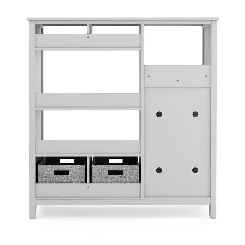 Martha Stewart Kids' Media Shelf: Children's Bedroom Storage Cabinet and Toy Organizer Bookshelf with Fabric Bin and Cubby Cubes