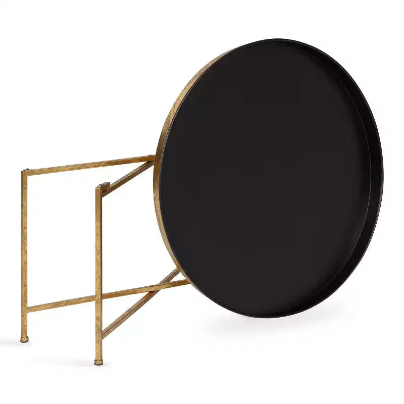 Kate and Laurel Celia Round Metal Coffee Table, 28.25x28.25x19, Black and Gold
