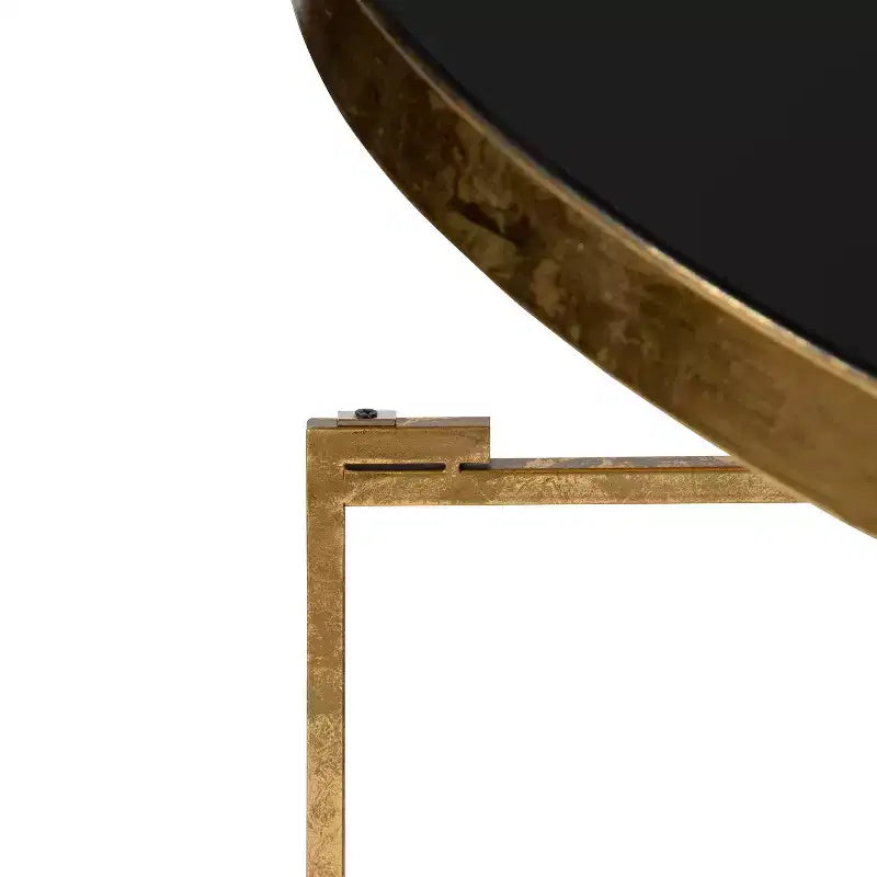 Kate and Laurel Celia Round Metal Coffee Table, 28.25x28.25x19, Black and Gold