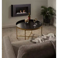 Kate and Laurel Celia Round Metal Coffee Table, 28.25x28.25x19, Black and Gold