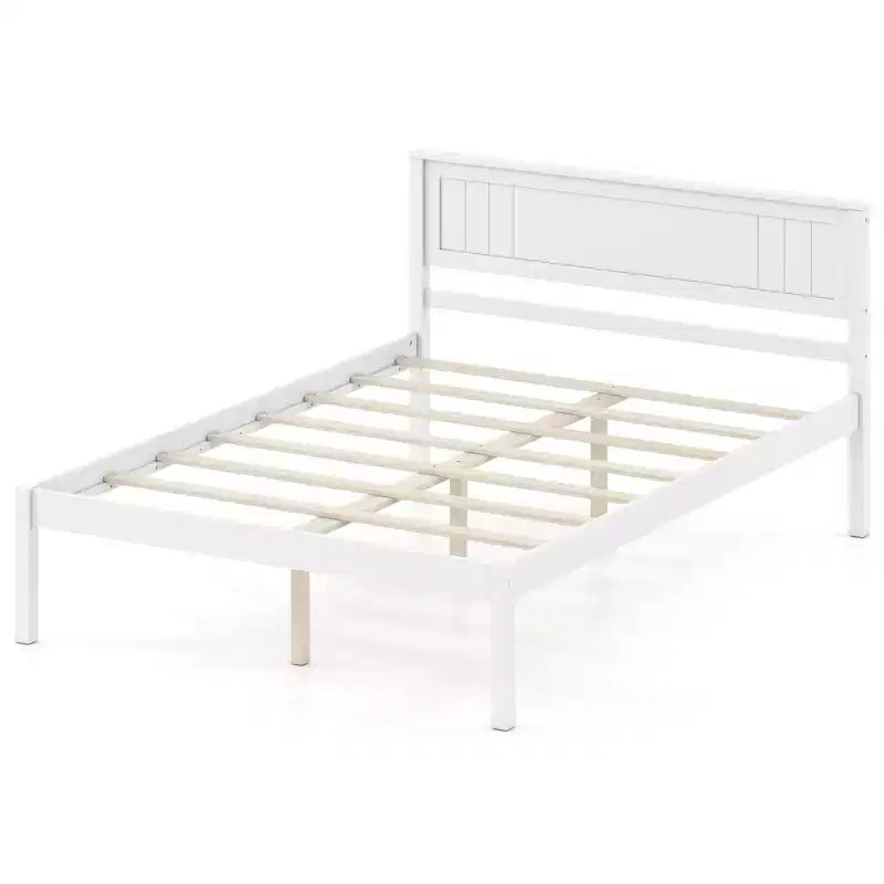 Costway Full/Queen/Twin Size Wooden Platform Bed Frame with Headboard Mattress Foundation Natural