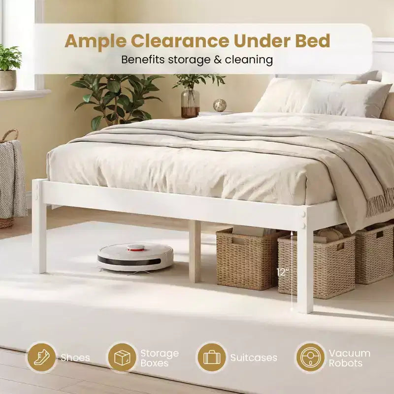Costway Full/Queen/Twin Size Wooden Platform Bed Frame with Headboard Mattress Foundation Natural