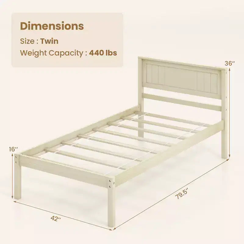 Costway Full/Queen/Twin Size Wooden Platform Bed Frame with Headboard Mattress Foundation Natural