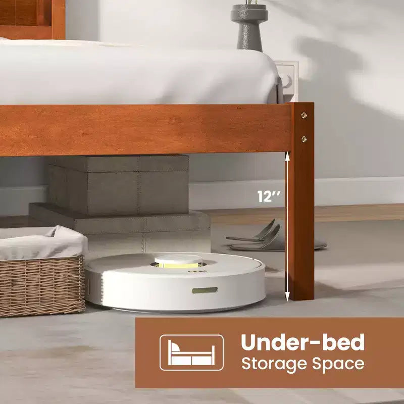 Costway Full/Queen/Twin Size Wooden Platform Bed Frame with Headboard Mattress Foundation Natural