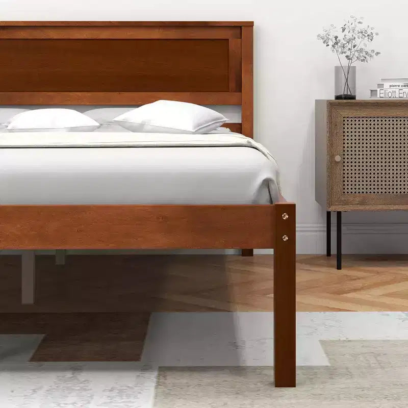 Costway Full/Queen/Twin Size Wooden Platform Bed Frame with Headboard Mattress Foundation Natural