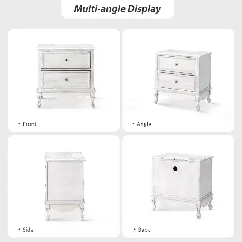 Set of 2 Galatea Traditional 24 Tall 2 - Drawer end table with Two Drawers and Charging Station | KARAT HOME
